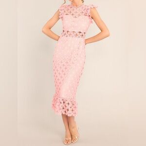 Just Me Crochet Midi Dress Blush Pink